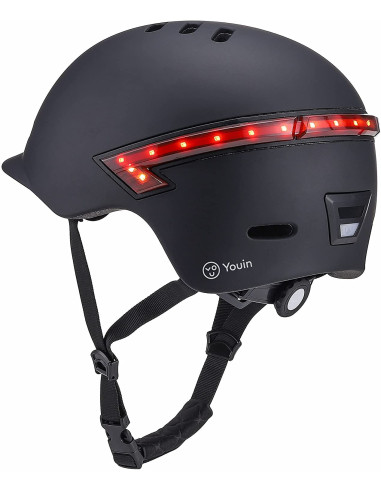 YOUIN Casco LED Intermitente y Mando Bluetooth Negro Talla L · Accesorio Patinete ▶️ TiendaCPU