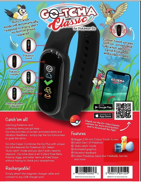 Pokemon Go GO-TCHA Classic LED Auto Capture & Auto Spin PokeStops Black/Grey Smartwatches - TiendaCPU