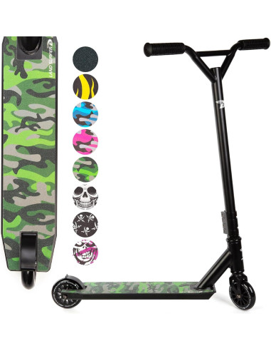 Patinete Land Surfer Kids Stunt 360 Pro Camuflaje Verde - Deporte y Ocio